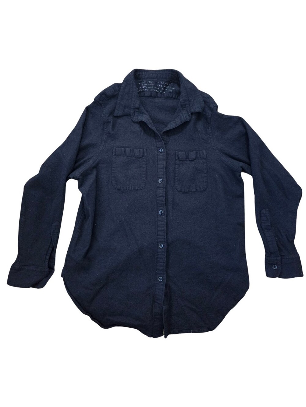 Four Objects Work Shirt Wool Cotton Black Womens S/M Flannel Button Up Outdoor